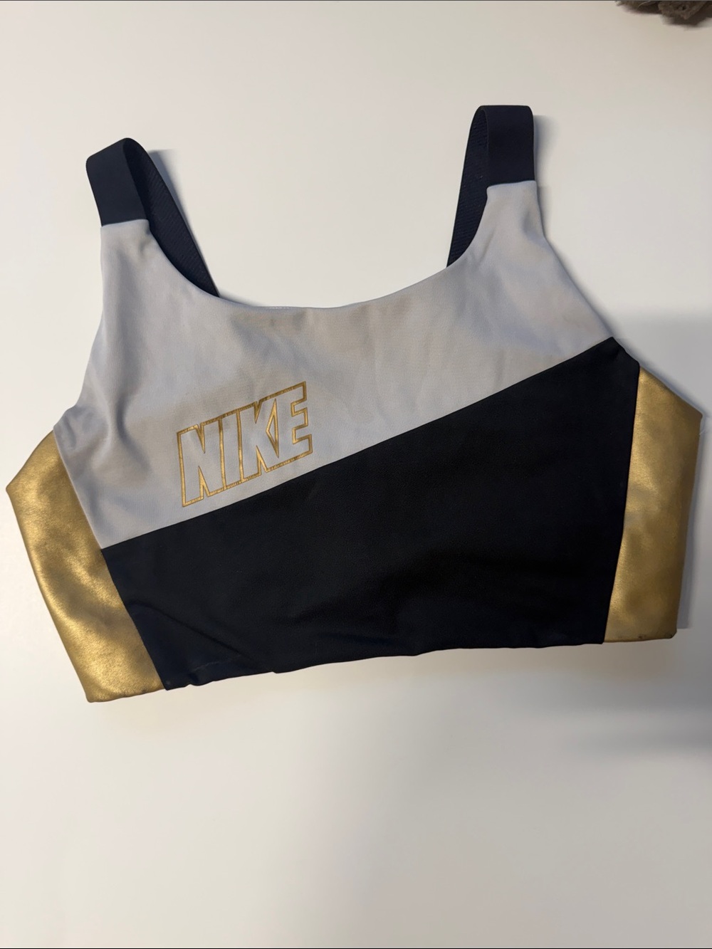Nike Black, Gray & Gold Colorblock Sports Bra